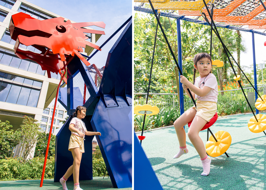kid playing and finding dragon in singapore