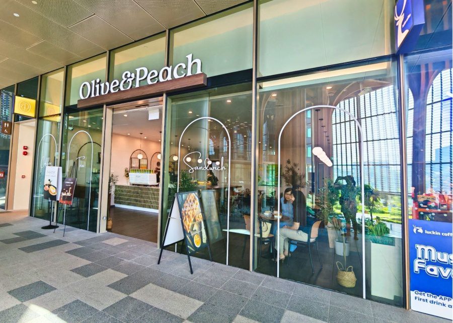 Olive and peach cafe