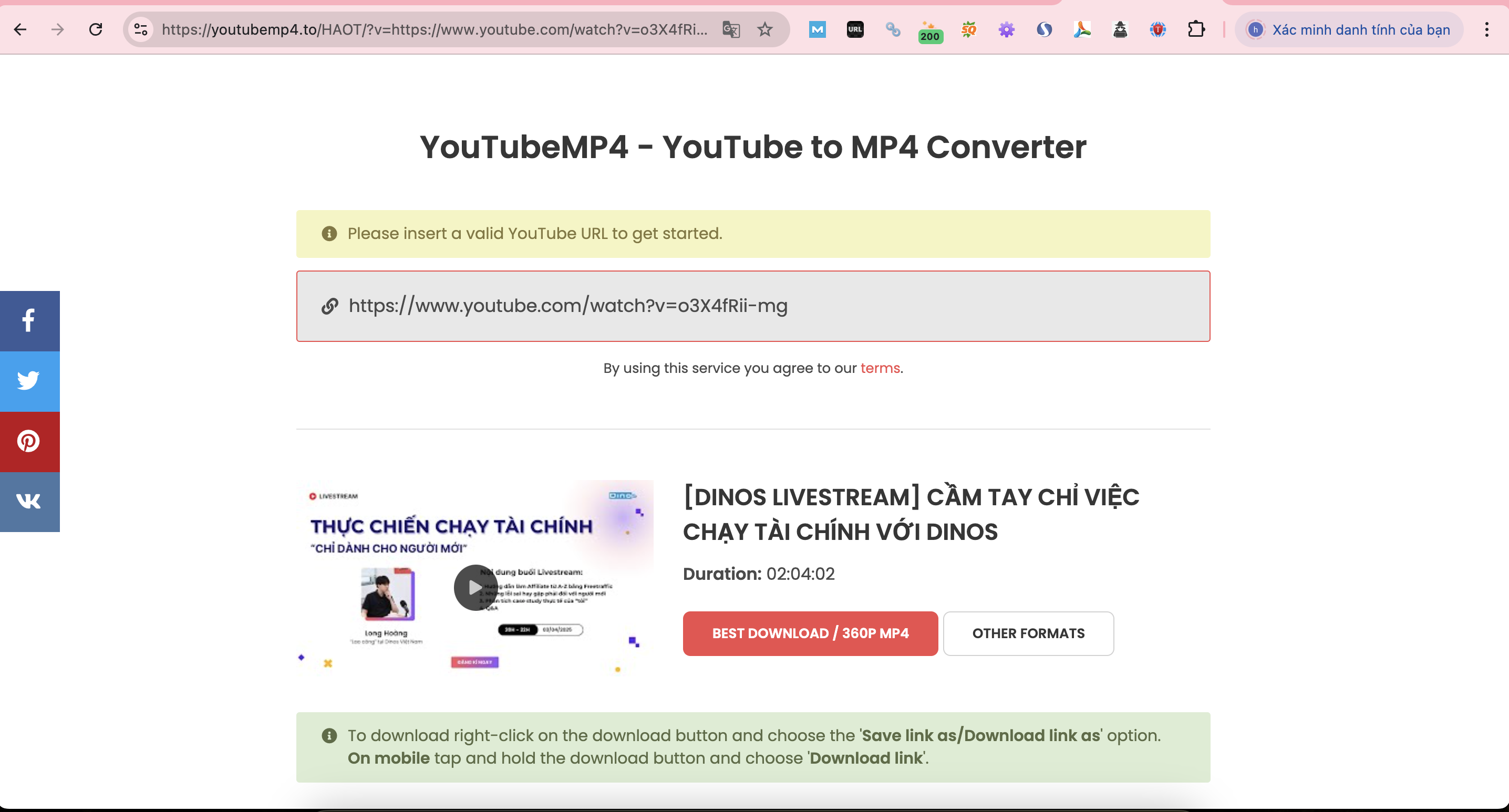 Tải video Youtube từ Youtubemp4