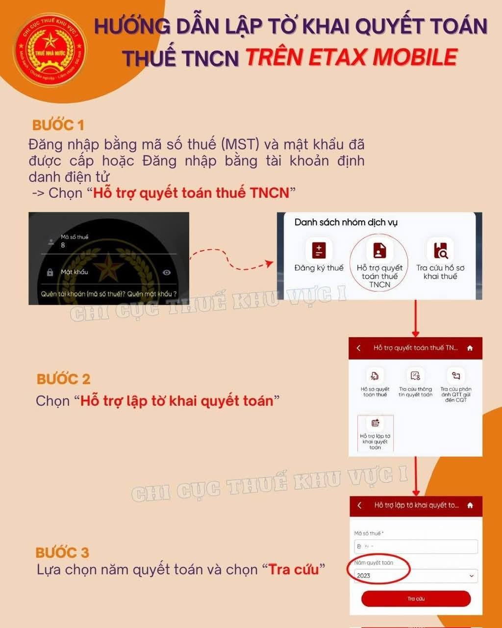 Hướng dẫn lập tờ khai quyết to&aacute;n, ho&agrave;n thuế TNCN tr&ecirc;n eTax Mobile