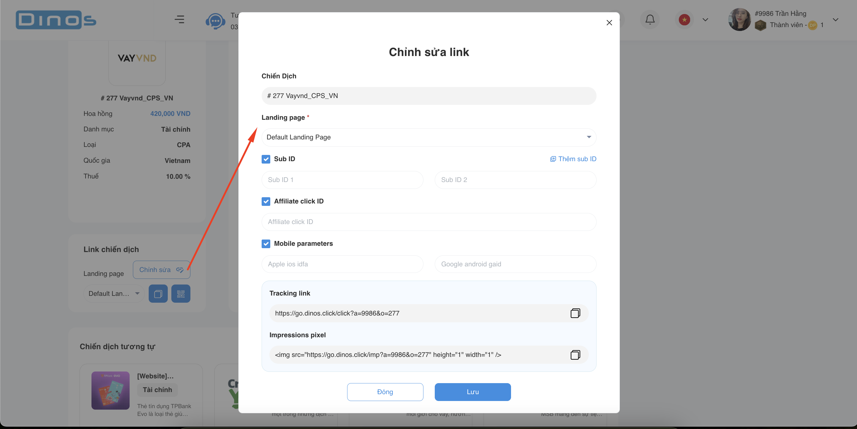 Hệ thống link Tracking