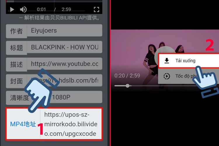 Cách tải video từ Bilibili về điện thoại không có logo