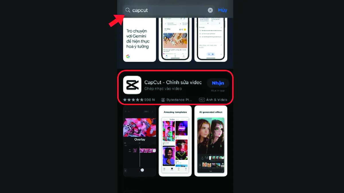 t&igrave;m kiếm ứng dụng capcut tr&ecirc;n appstore