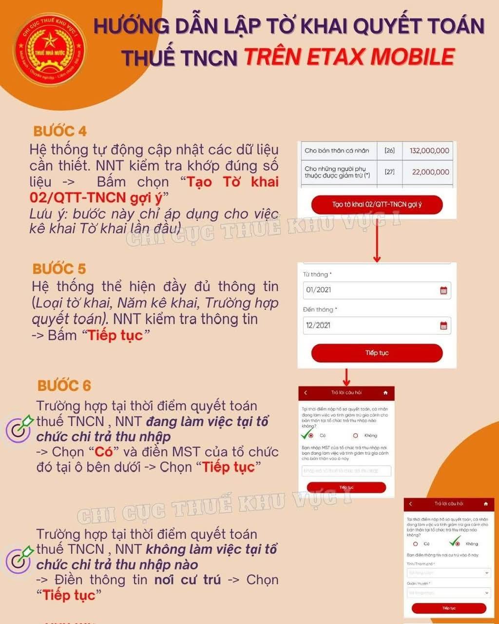 Hướng dẫn lập tờ khai quyết to&aacute;n, ho&agrave;n thuế TNCN tr&ecirc;n eTax Mobile 1