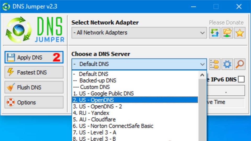 Phần mềm fake ip chrome DNS Jumper