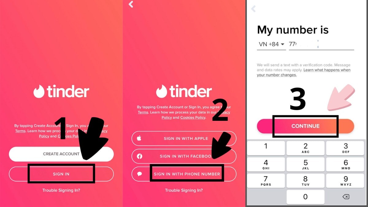 cách đăng nhập tinder