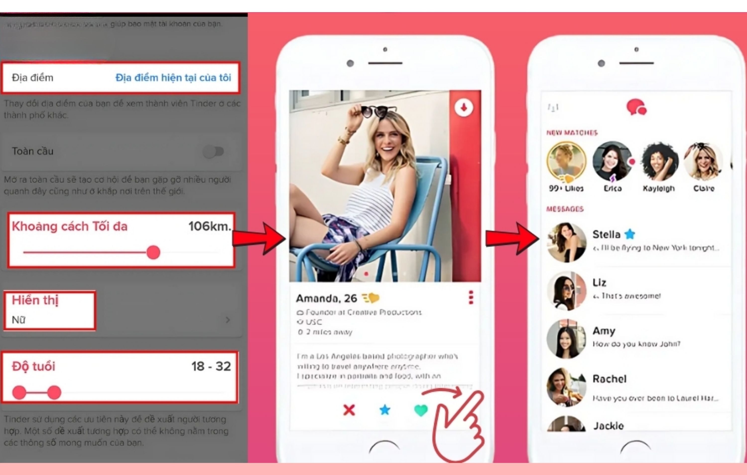 Cách tìm kiếm và kết nối với người dùng khác trên Tinder