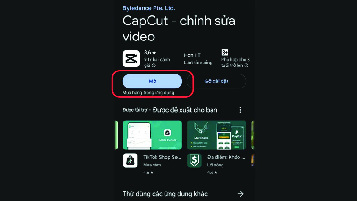 mở v&agrave; sử dụng ứng dụng capcut