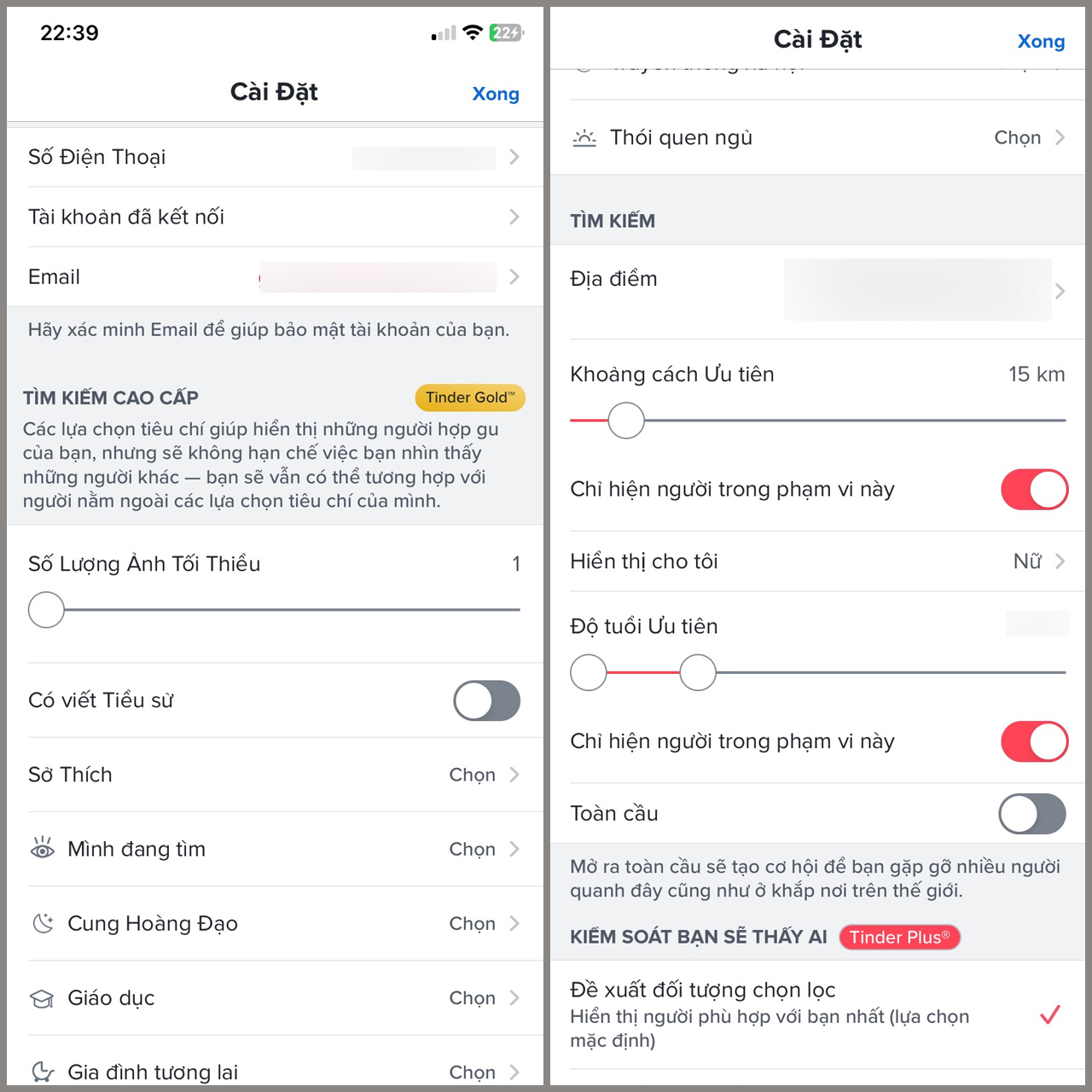Cách thiết lập tìm kiếm trên tinder