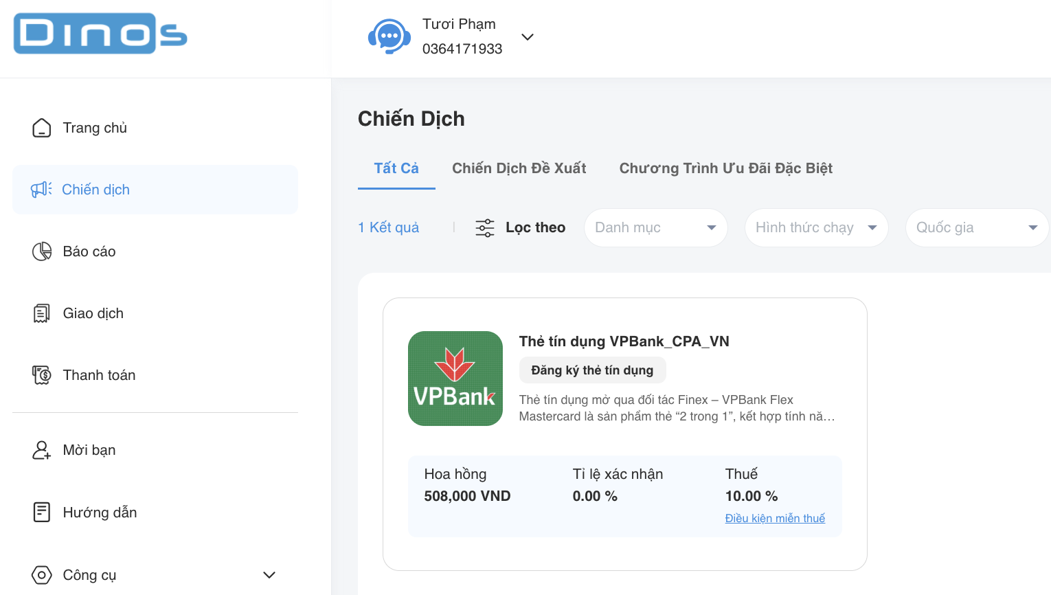 chiến dịch thẻ tín dụng