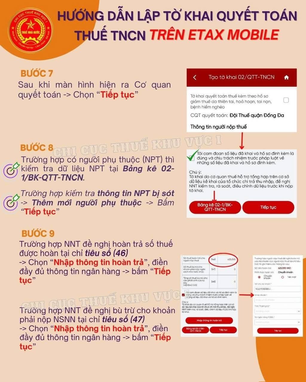 Hướng dẫn lập tờ khai quyết to&aacute;n, ho&agrave;n thuế TNCN tr&ecirc;n eTax Mobile 2