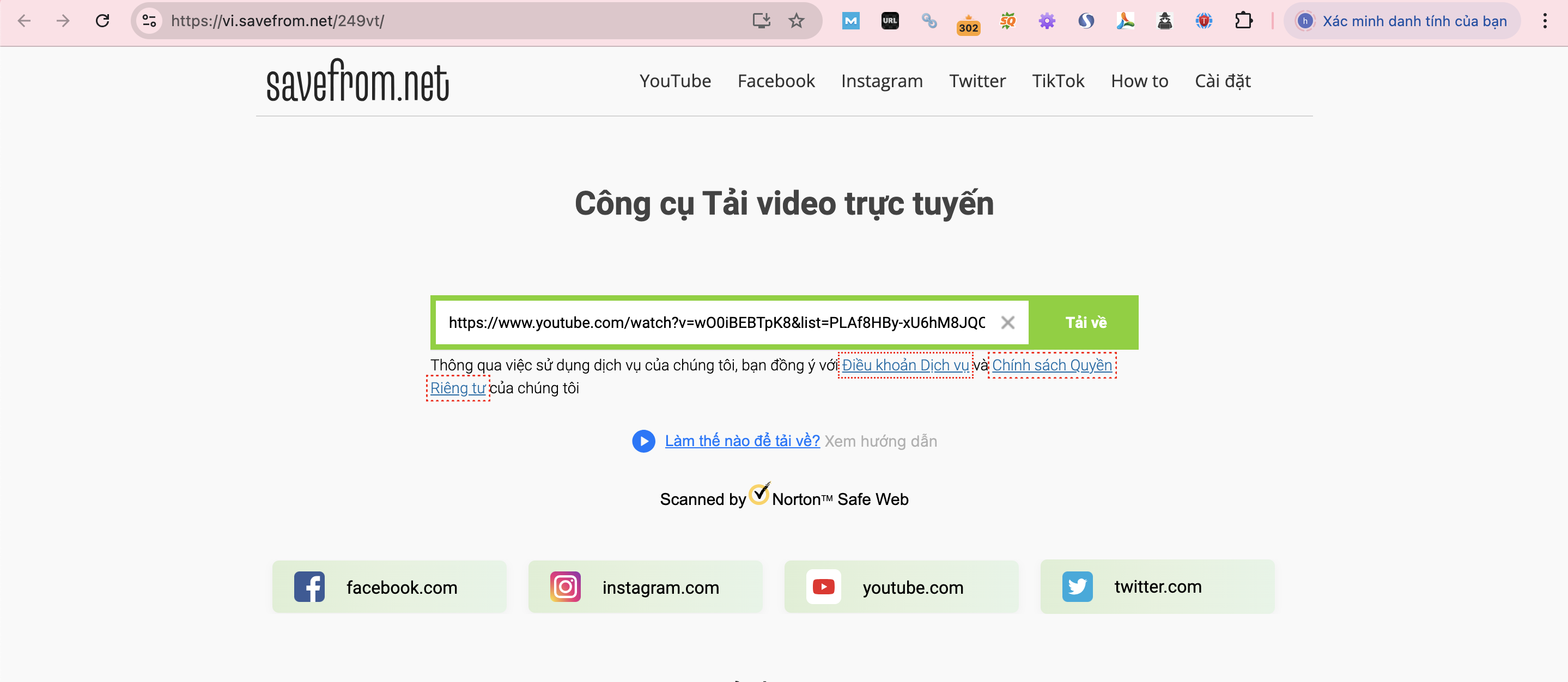 Download Video Youtube từ Savefrom.net