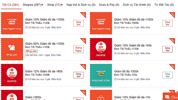 có thể săn loại mã giảm giá Shopee nào?