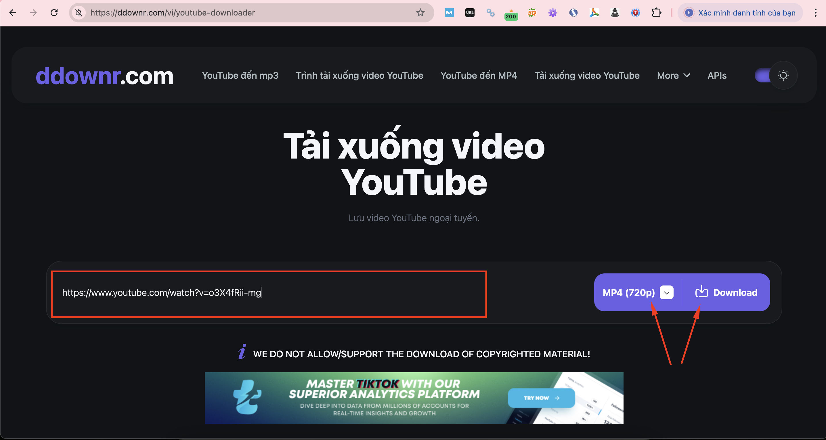 Download Video Youtube tại Ddownr