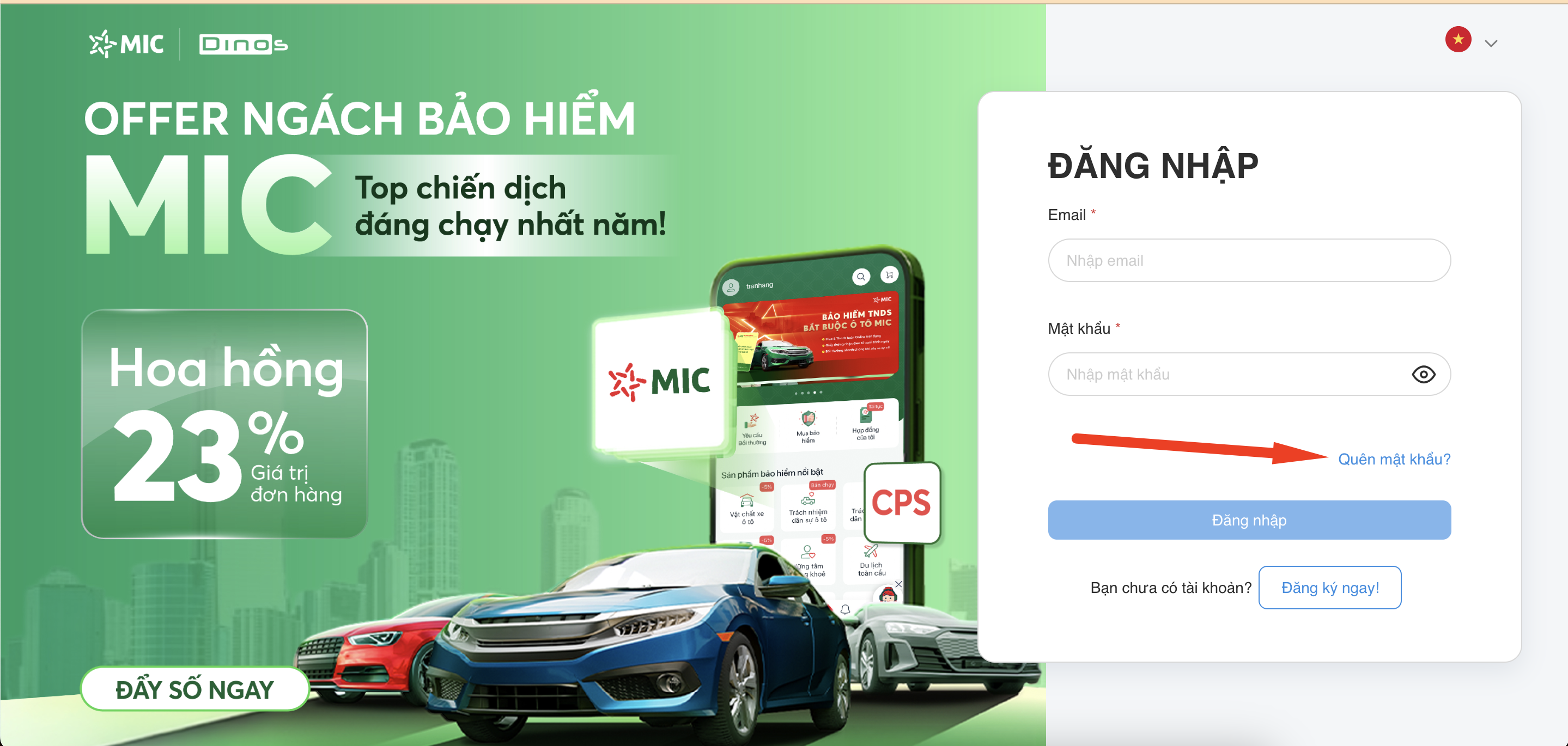 Lỗi quên mật khẩu trên hệ thống Dinos