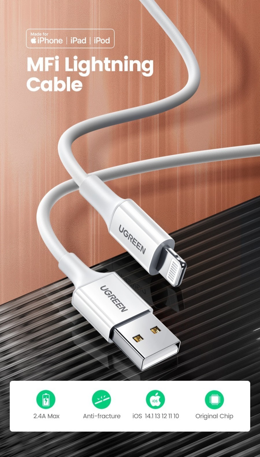 Ugreen 20730 Kabel Iphone Kabel Lighting 2M (AD) 20730 2