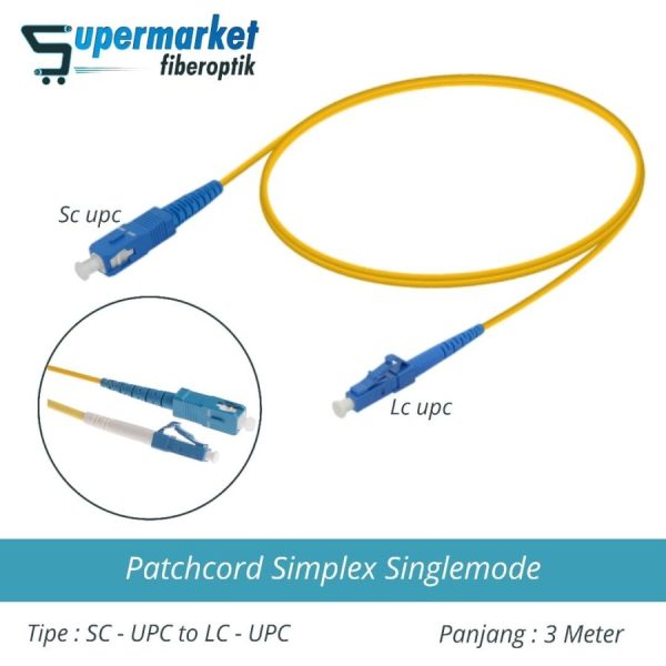 Patchcord SC UPC To LC Simplex SM 3 Meter Fiber Optik Jumper -