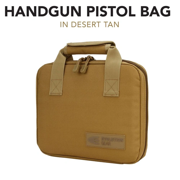 Evolution Gear Handgun Pistol Bag Soft Case with 5 Magazine Slots - Desert Tan image 1