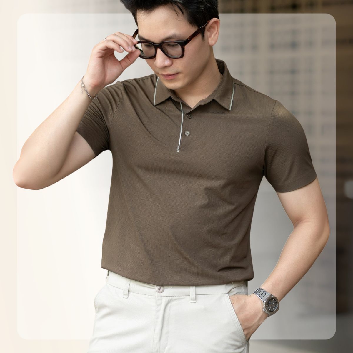 Áo Edge Polo Lightcool⁺ mát mẻ, co giãn, kháng khuẩn - Nâu
