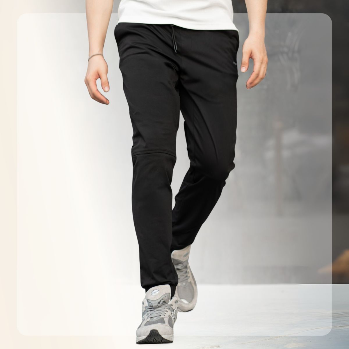 Quần dài GMN Jogger có túi, lưng chun thoải mái - Đen