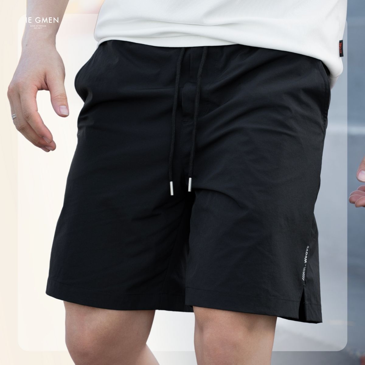 Quần Air Shorts basic với đai chun tiện lợi, co giãn thoải mái - Đen