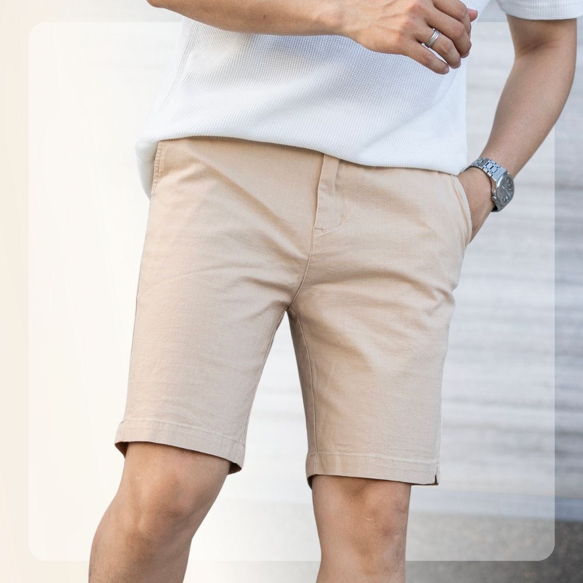 Quần short nam L26 Linen Shorts basic - Be