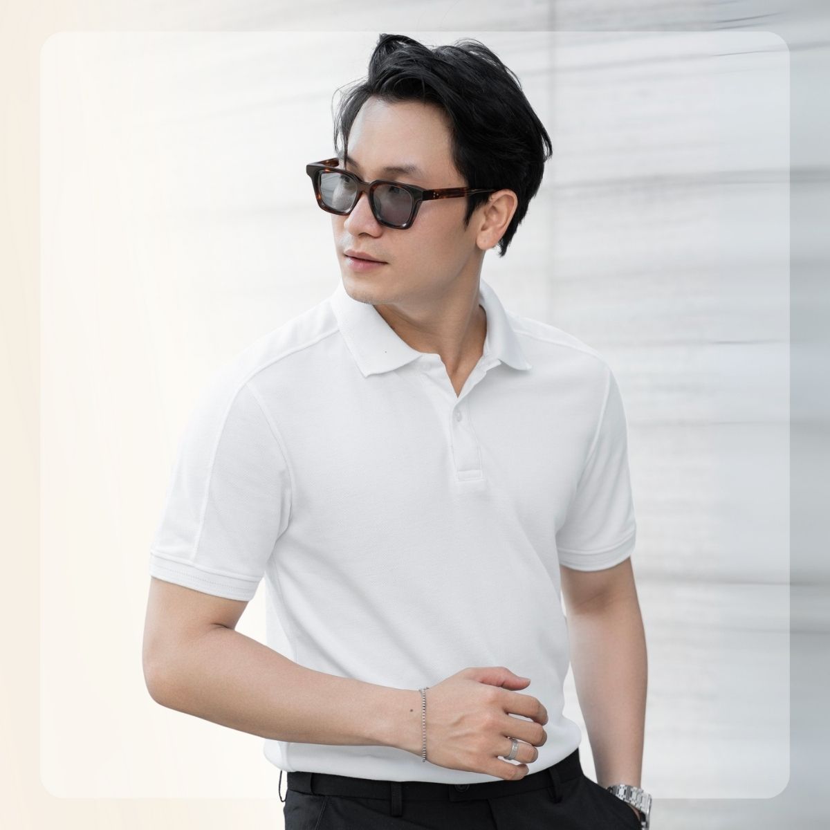 Áo polo nam Raf Polo thoáng mát, mềm mịn, thấm hút mồ hôi - Trắng