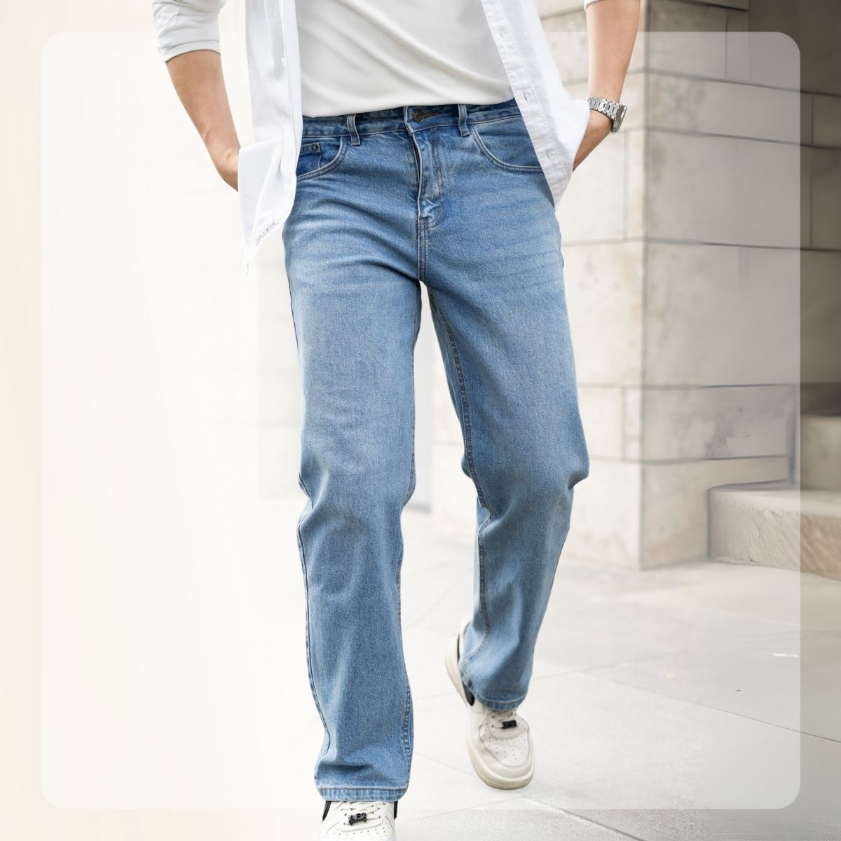 Quần Loose New Jeans ống suông, thoải mái - Blue