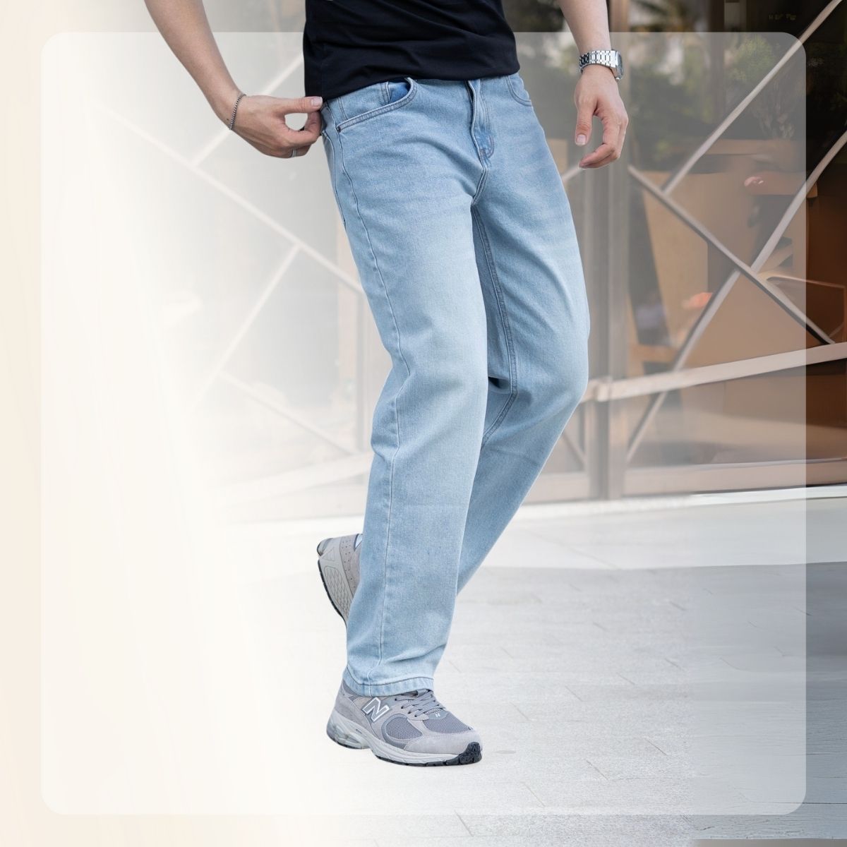 Quần Loose New Jeans ống suông, thoải mái - Medium Blue