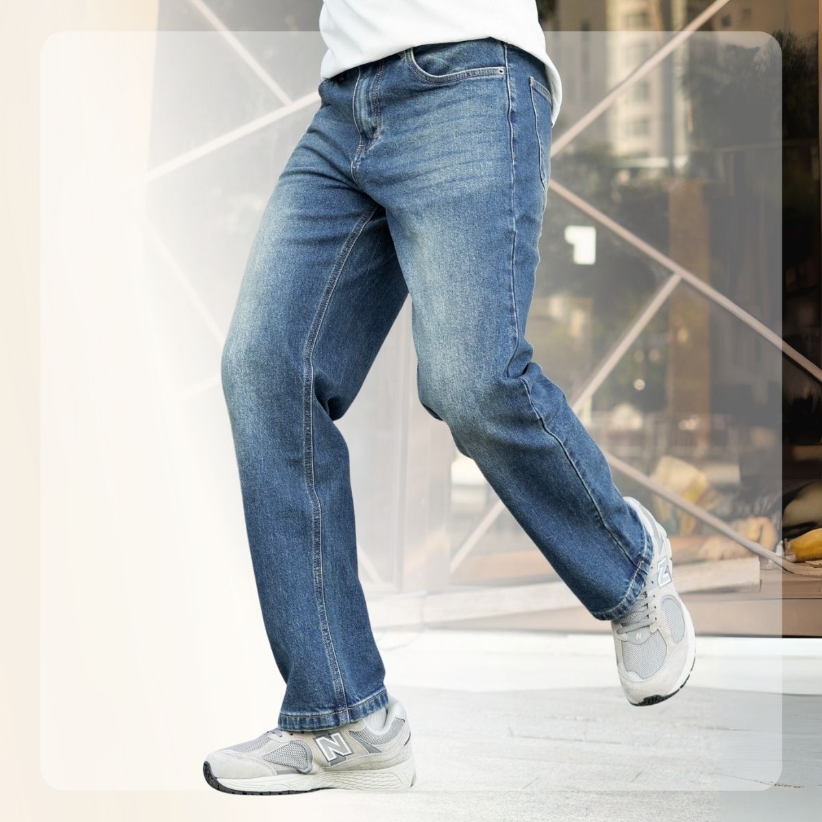 Quần Loose New Jeans ống suông, thoải mái - Vintage Blue