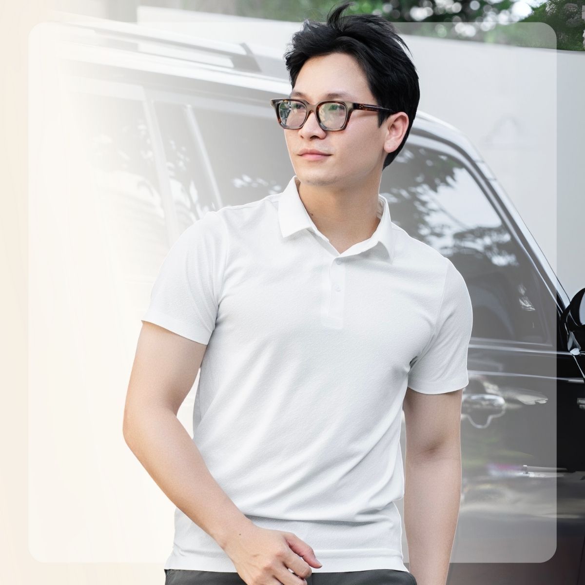 Áo polo LIGHTCOOL RAW form basic, thoảng mát, mỏng nhẹ  - Trắng