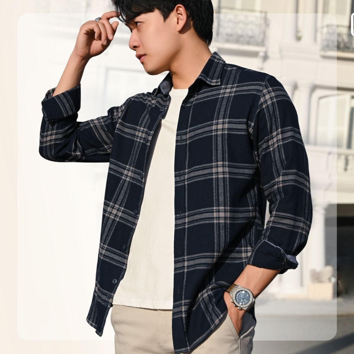 Sơ mi F23 FLANNEL OVERSHIRT - XANH NAVY