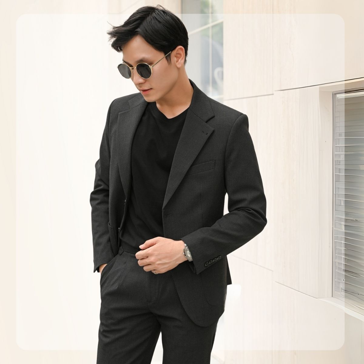 Áo blazer khoác ngoài G24 Nil Blazer Caro vest form rộng - Xám