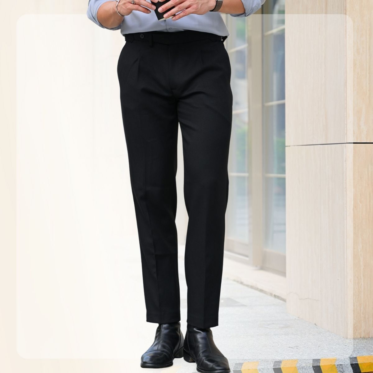 Quần tây X24 Sidetab Trousers đứng form - ĐEN