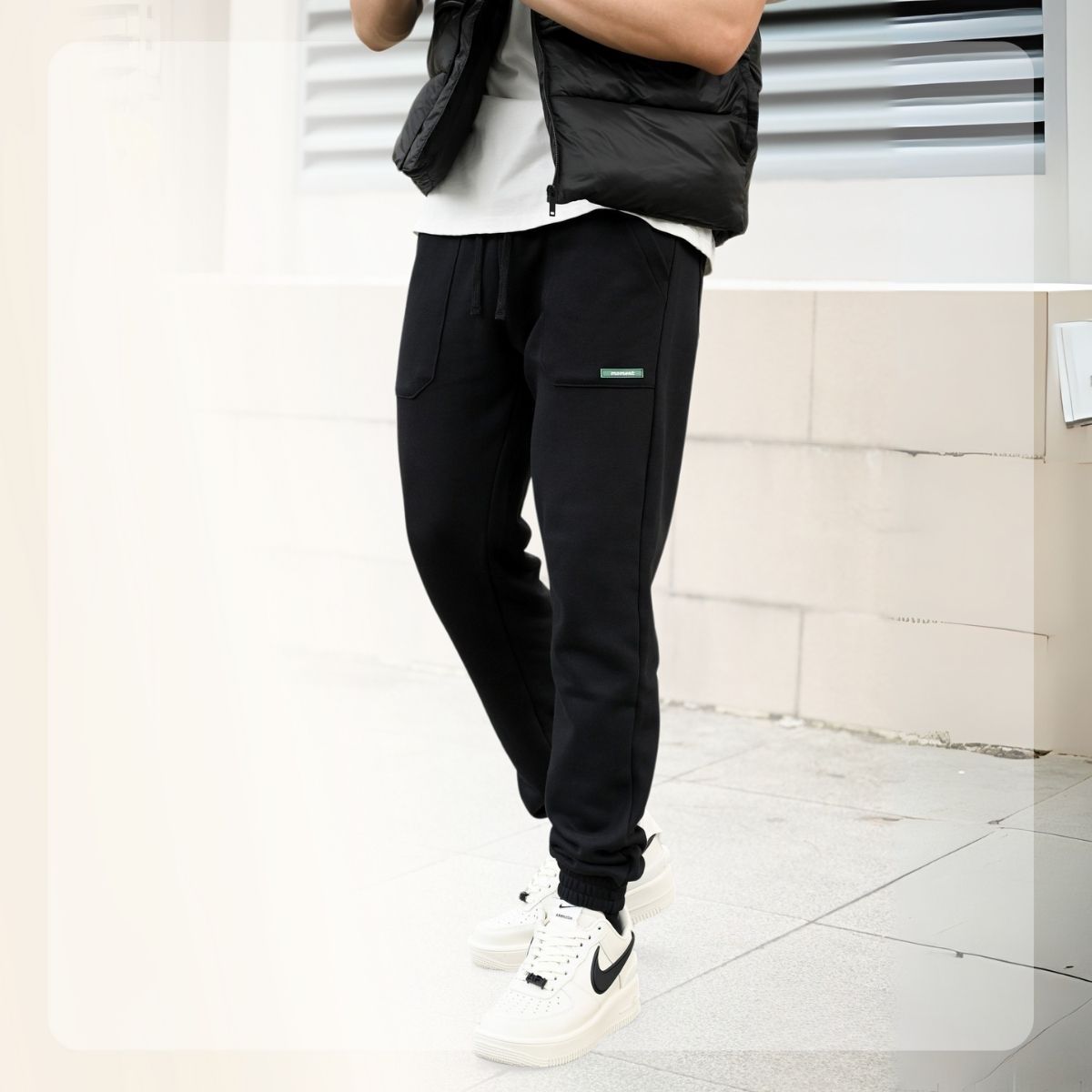 Quần nỉ bo chân H24 Jogger - Đen thoải mái vận động