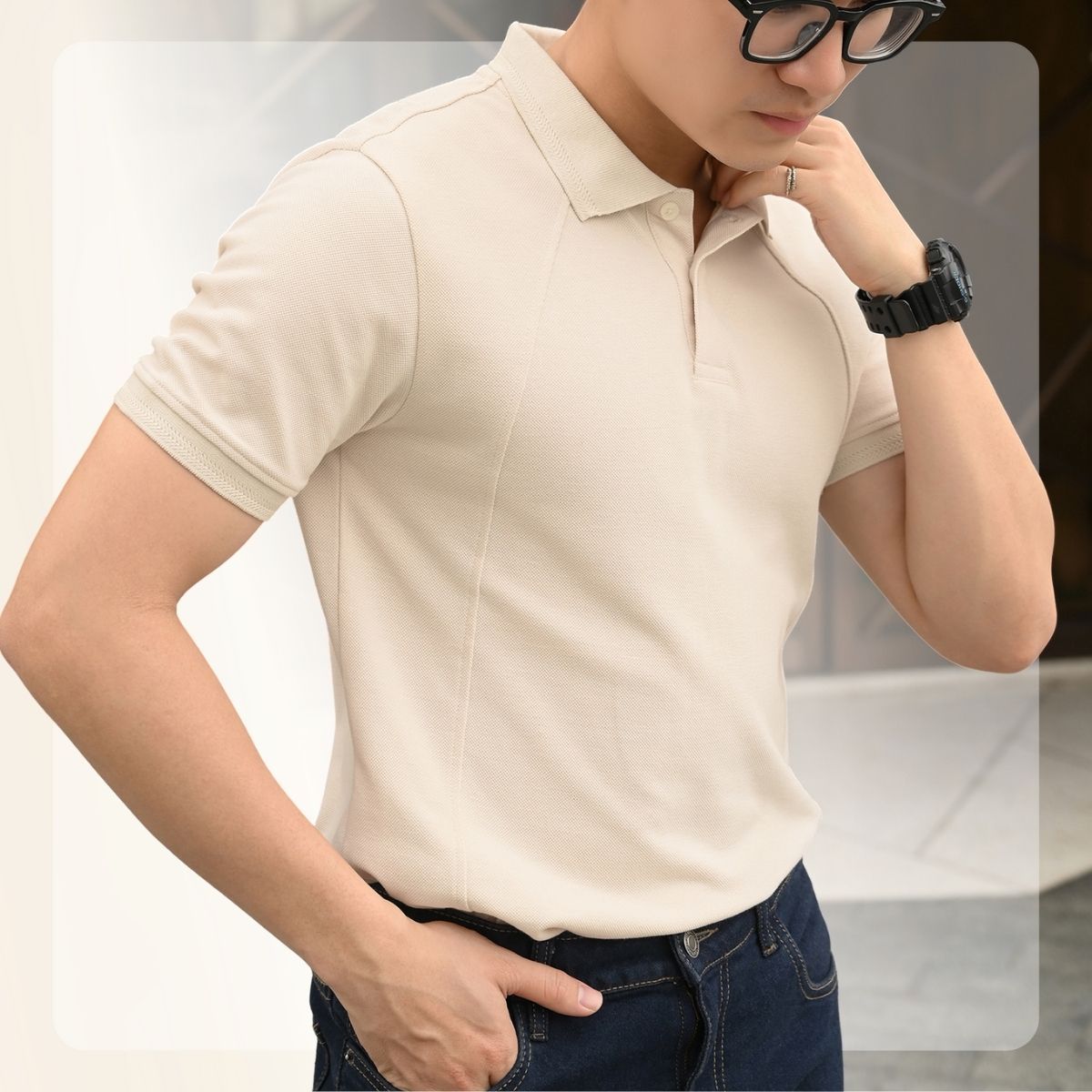 Áo Polo phối vai Raglan Polo form dáng basic tôn dáng - BE