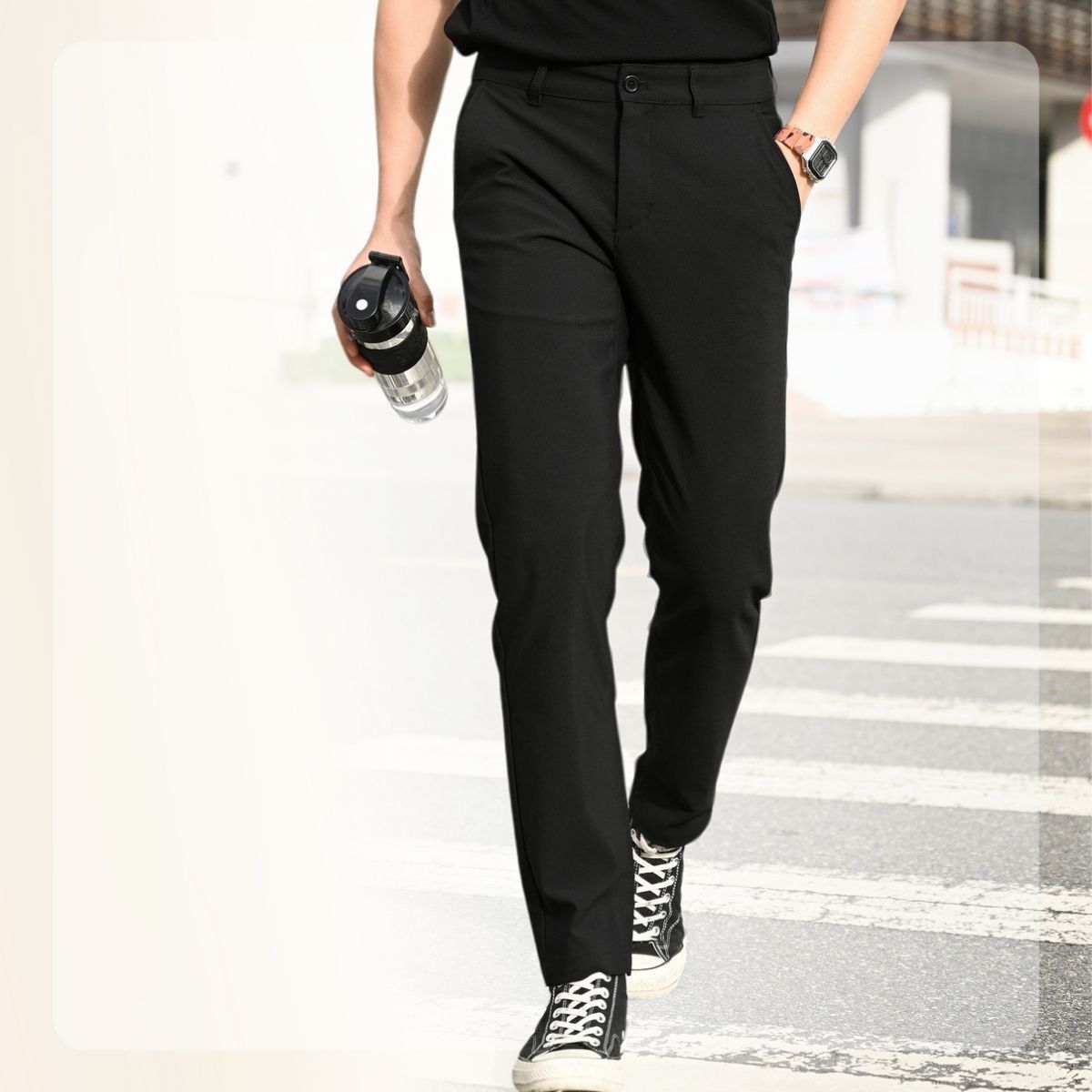 Quần vải kaki form ôm, ống đứng G24 Slim Kaki Pants  -ĐEN