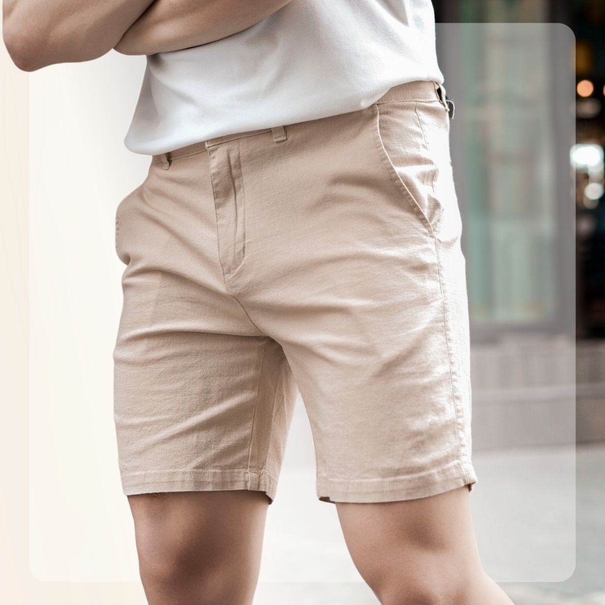 Quần shorts Nam L24 Linen Shorts  form X-smart - BEIGE