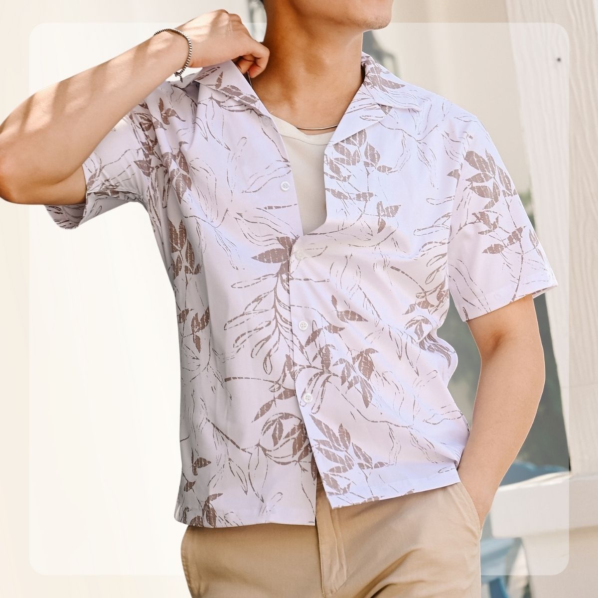 Áo sơ mi nam ngắn tay Printed Cuban Shirt form regular - BE