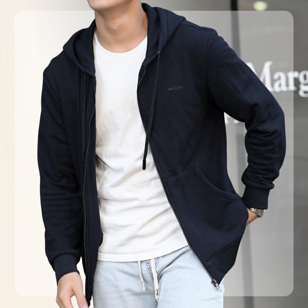 Áo khoác nỉ da cá GM Zip Hoodie thoải mái, năng động - NAVY