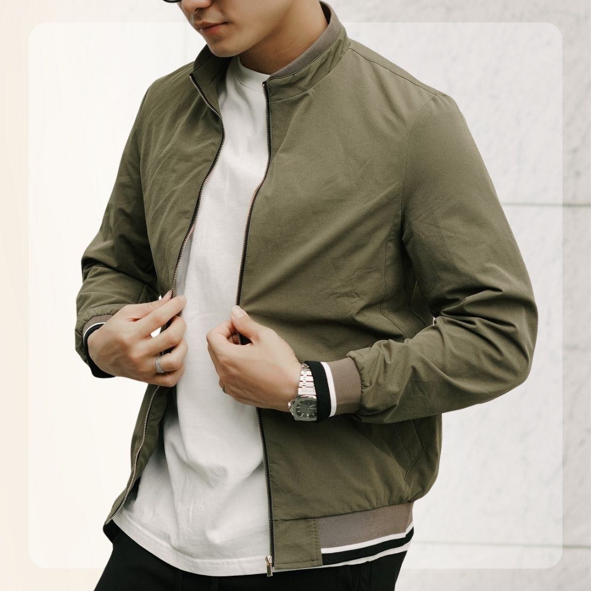 Áo khoác Kaki gió cao cấp form dáng slimfit Air Jacket - RÊU