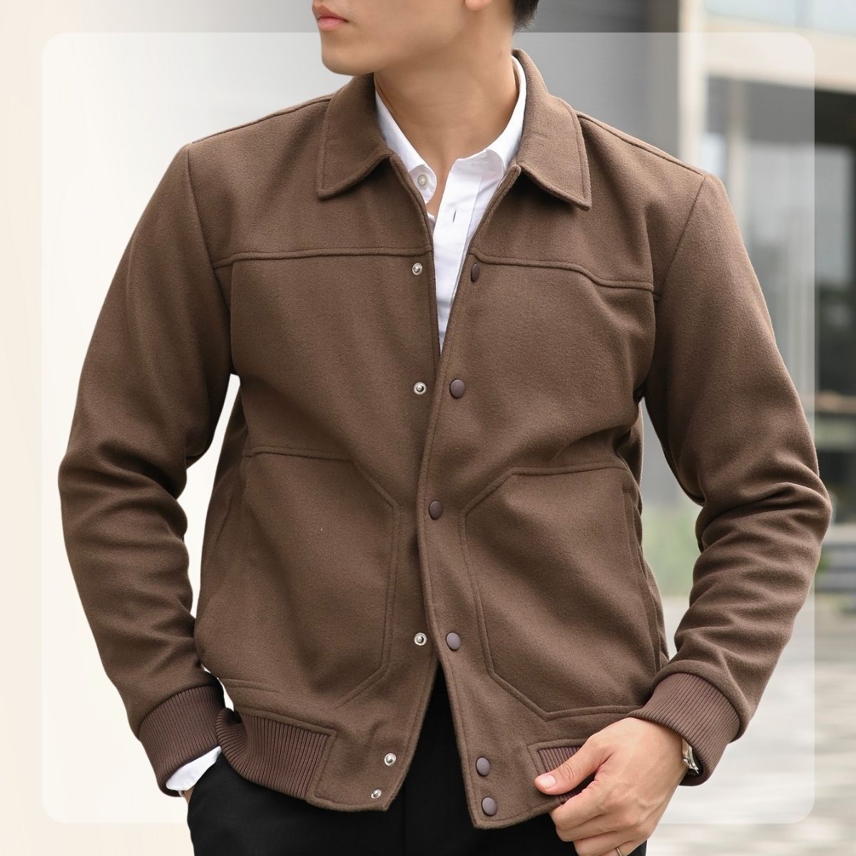 Áo khoác dạ Bomber thiết kế basic F24 Basic Bomber