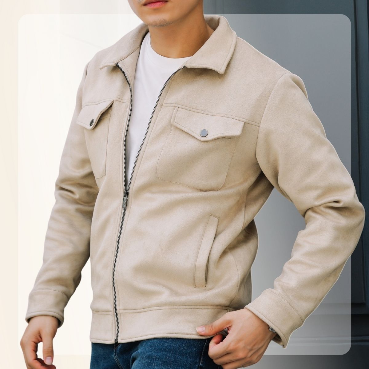 Áo khoác da lộn có túi trunker F23 DP Jacket - BE