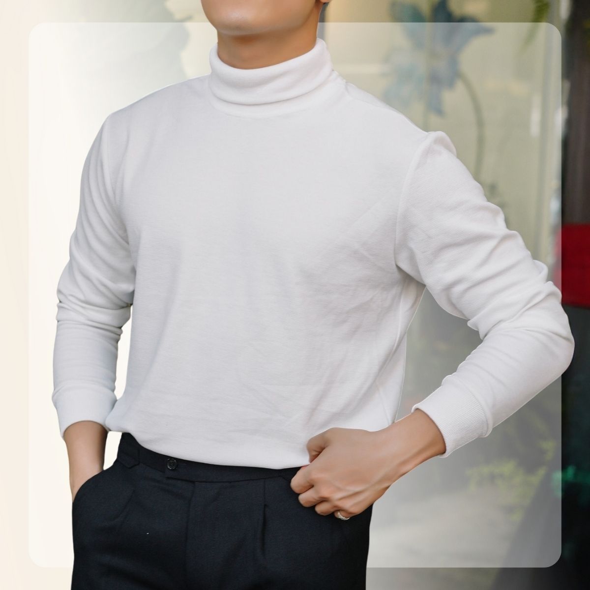 Áo len cổ lọ nam F24 Wool Sweater dày dặn - TRẮNG