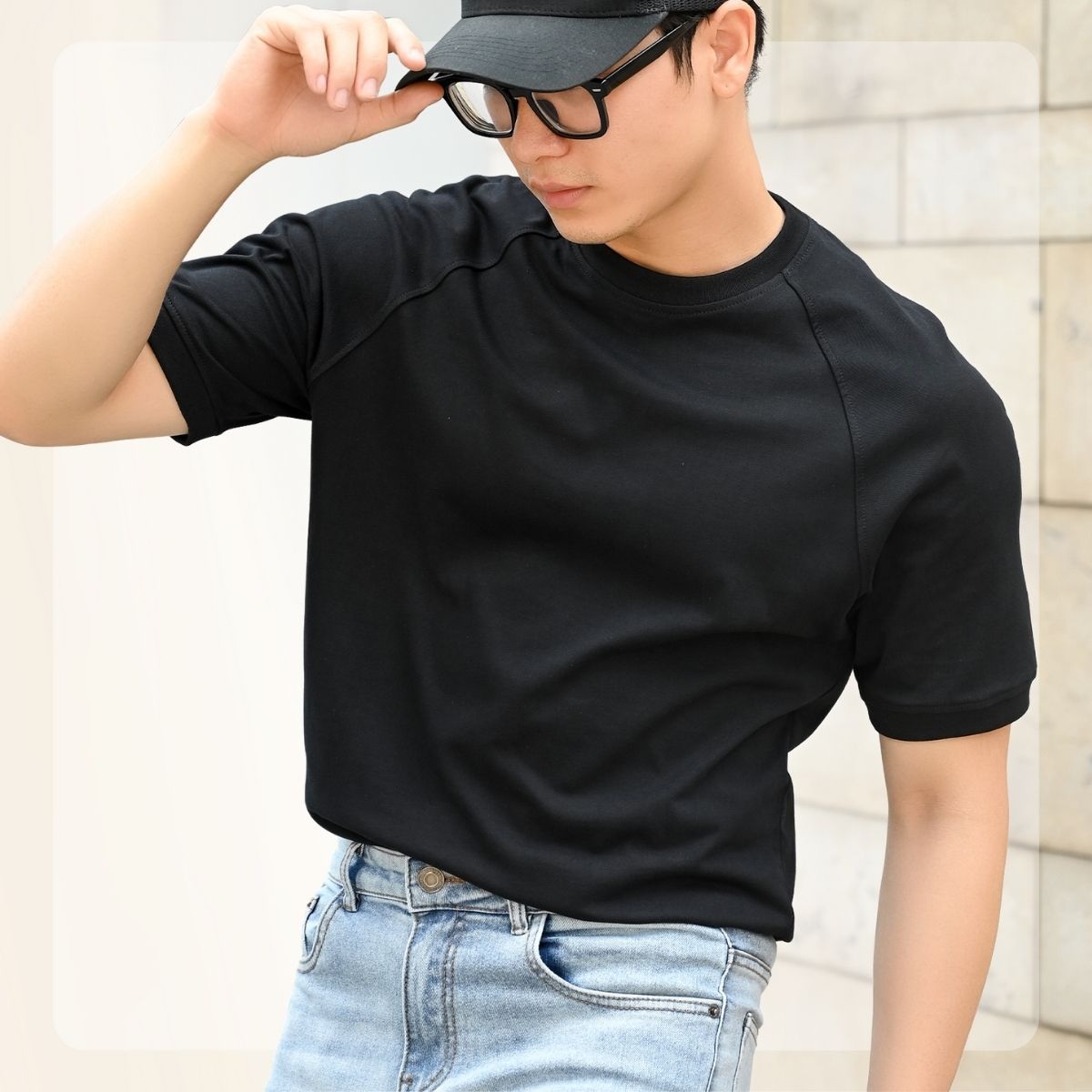 Áo thun S24 WALK RAGLAN TEE 100% Cotton, form Slimfit - Đen