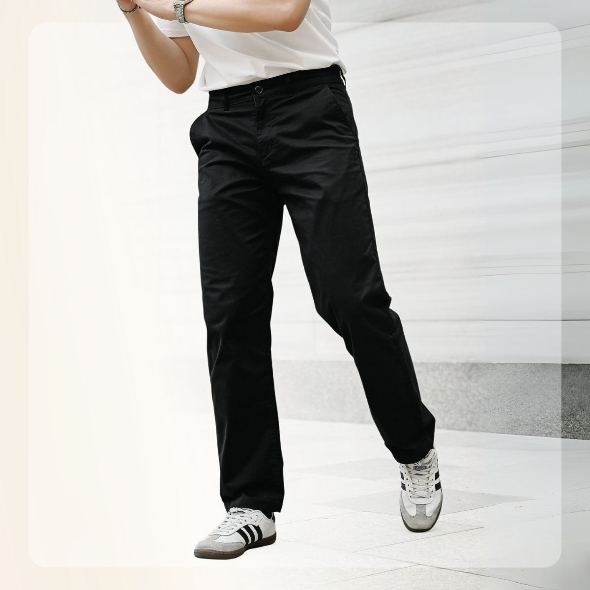 Quần kaki dáng suông trơn thoải mái  S24 LOOSE KAKI PANTS - ĐEN
