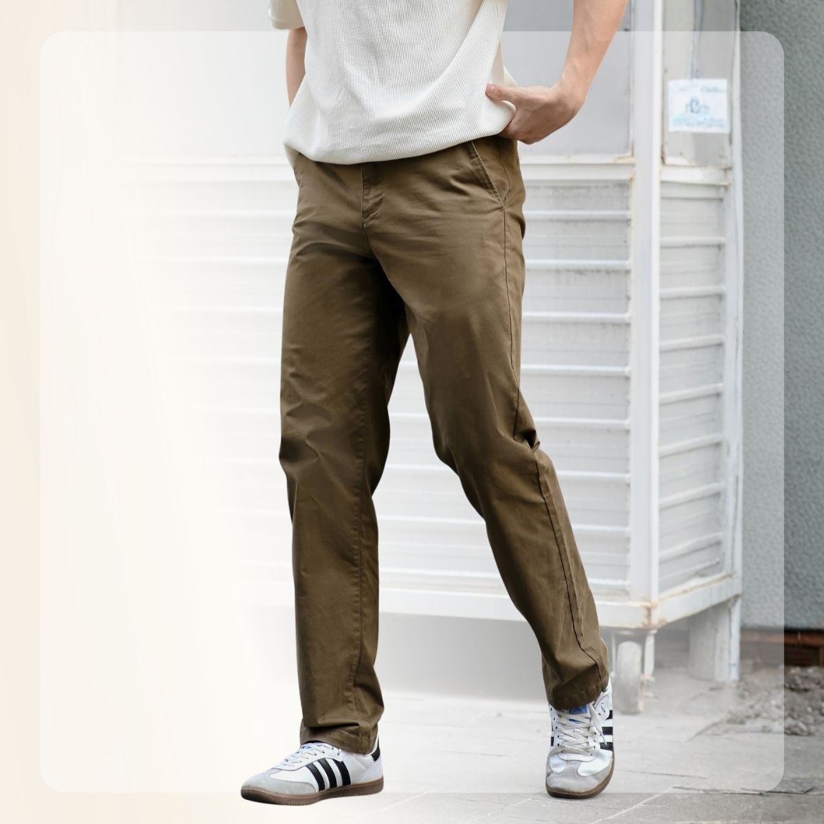 Quần kaki dáng suông trơn thoải mái  S24 LOOSE KAKI PANTS - NÂU