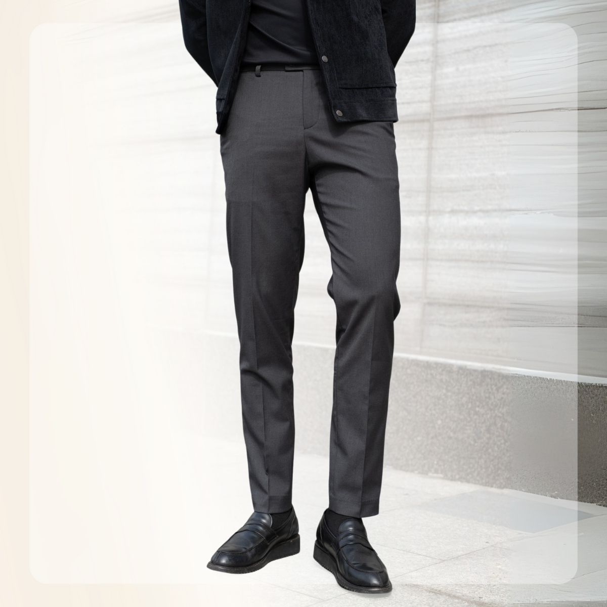 Quần âu công sở X25 Classy Trousers lưng chun ẩn, form Slim - XÁM ĐẬM
