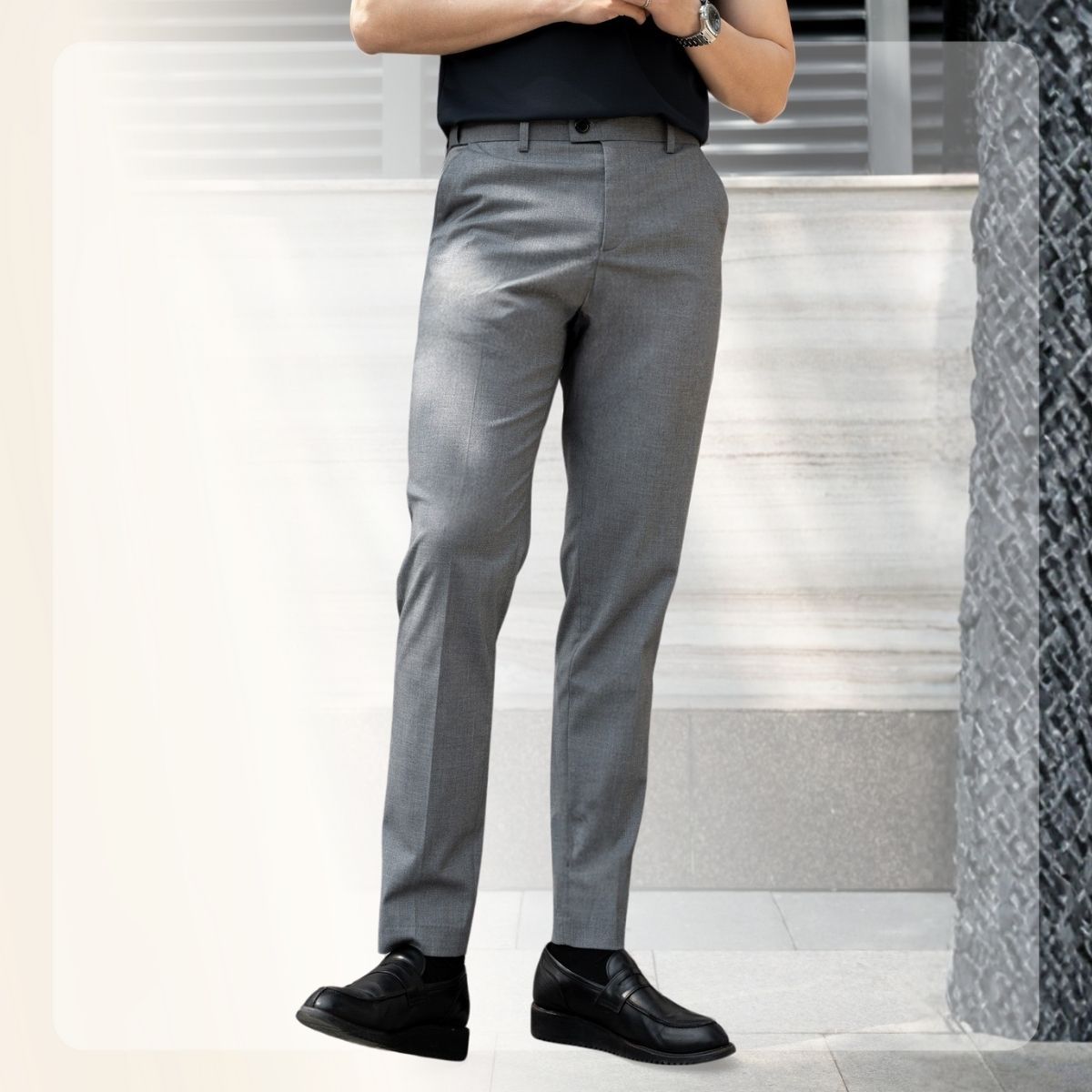 Quần âu công sở X25 Classy Trousers lưng chun ẩn, form Slim - XÁM NHẠT