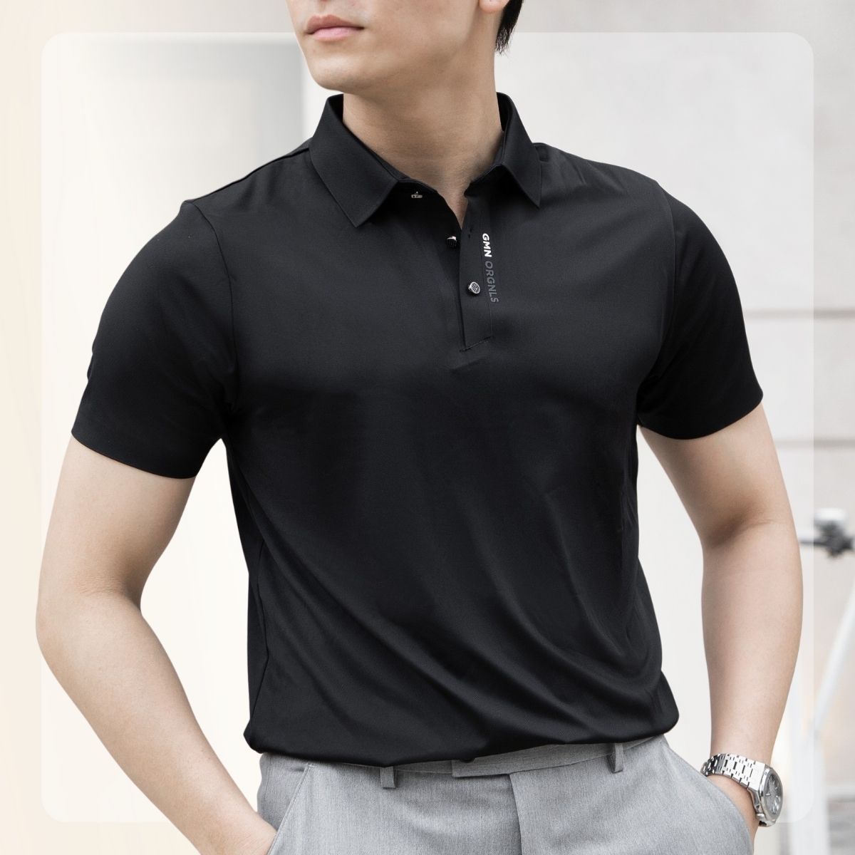 Áo Polo Light Cool Origin Polo thoáng mát, form dáng basic  - ĐEN